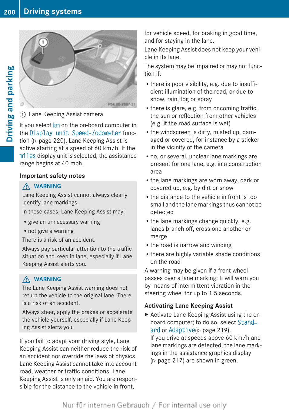 Driving and parking, Driving systems | Mercedes-Benz 2012 A Class User Manual | Page 202 / 356