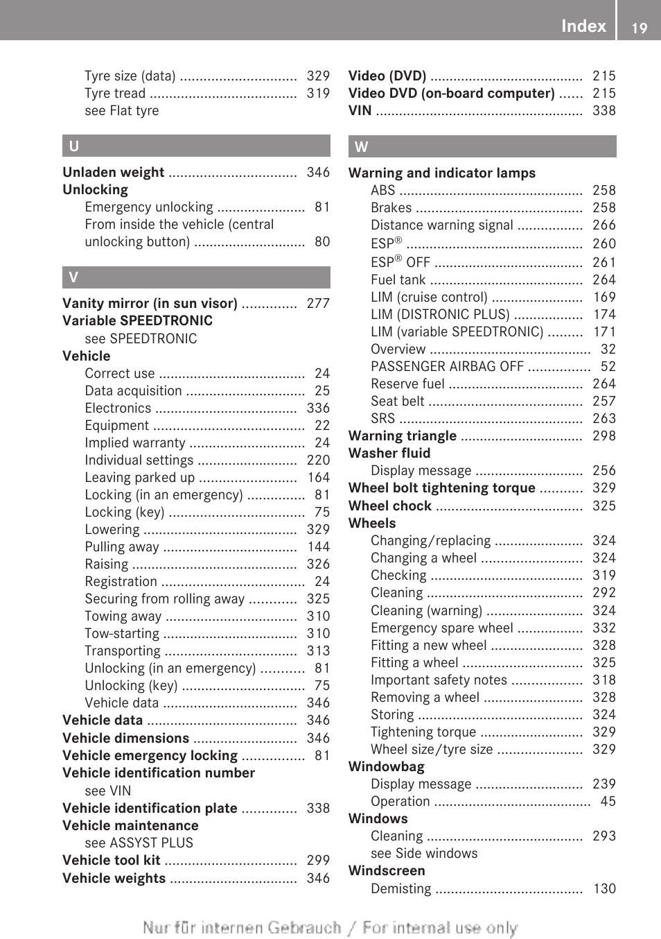 Index | Mercedes-Benz 2012 A Class User Manual | Page 21 / 356