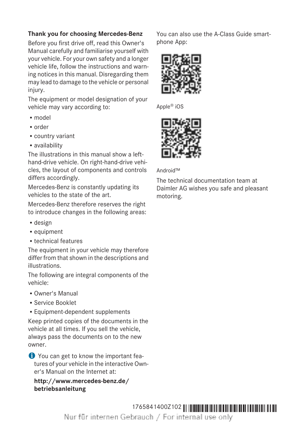 Mercedes-Benz 2012 A Class User Manual | Page 3 / 356