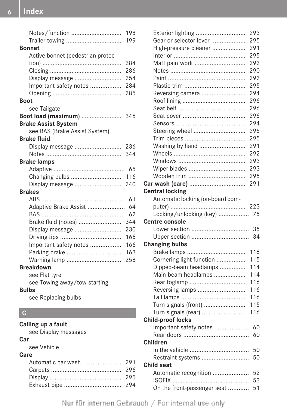 Index | Mercedes-Benz 2012 A Class User Manual | Page 8 / 356