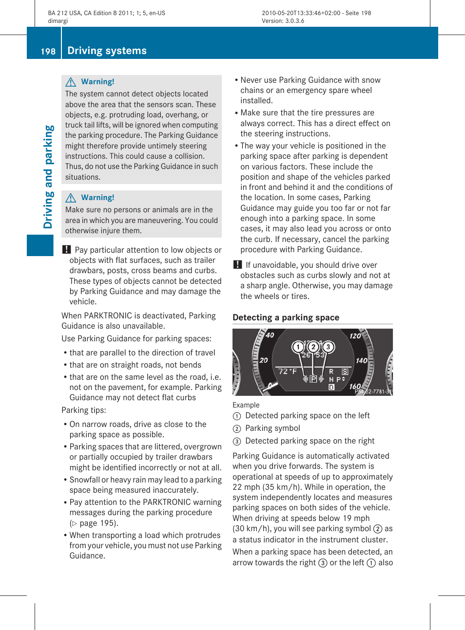 Driving and parking, Driving systems | Mercedes-Benz 2011 E Class Sedan User Manual | Page 200 / 400