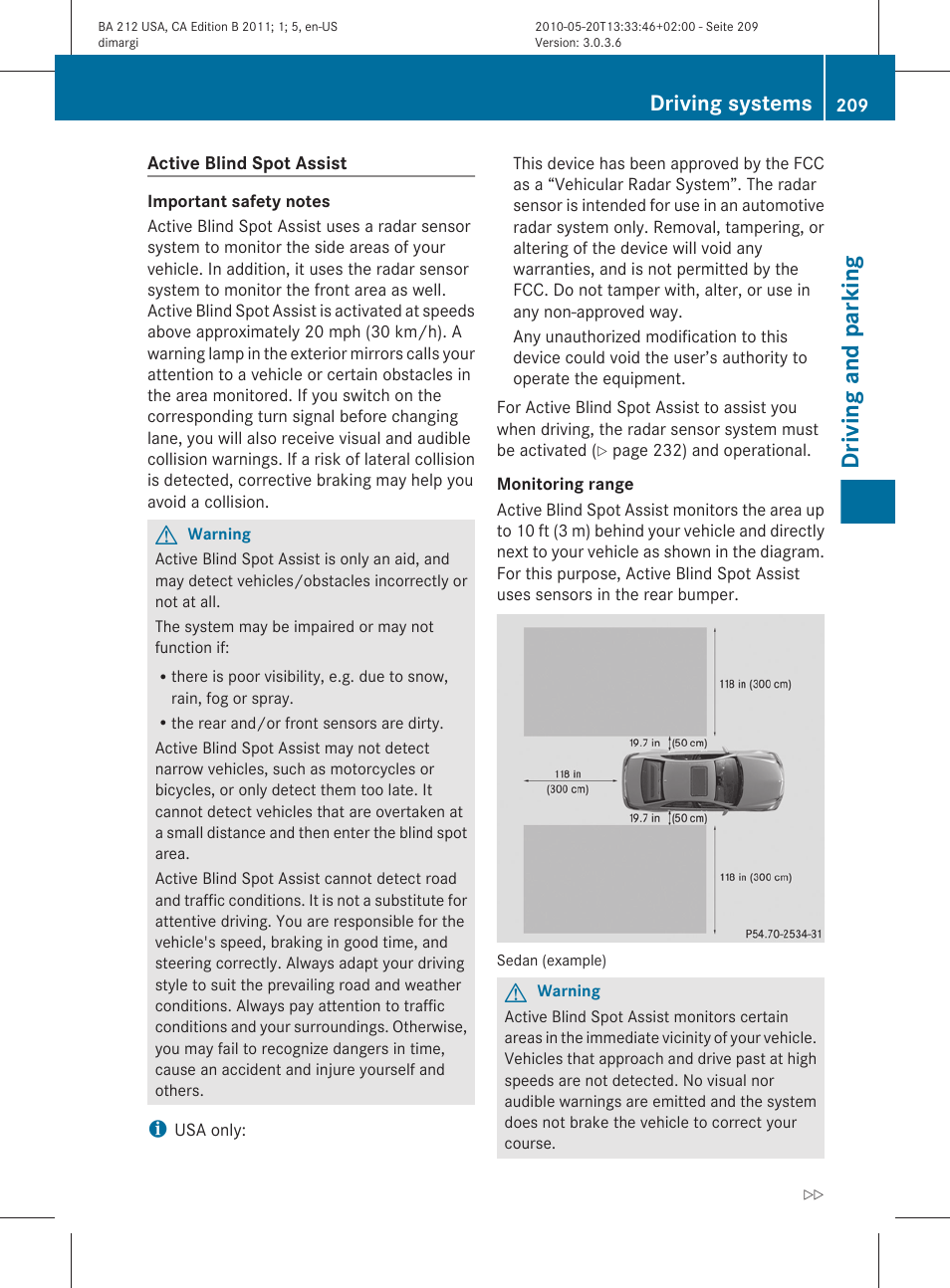 Driving and parking, Driving systems | Mercedes-Benz 2011 E Class Sedan User Manual | Page 211 / 400