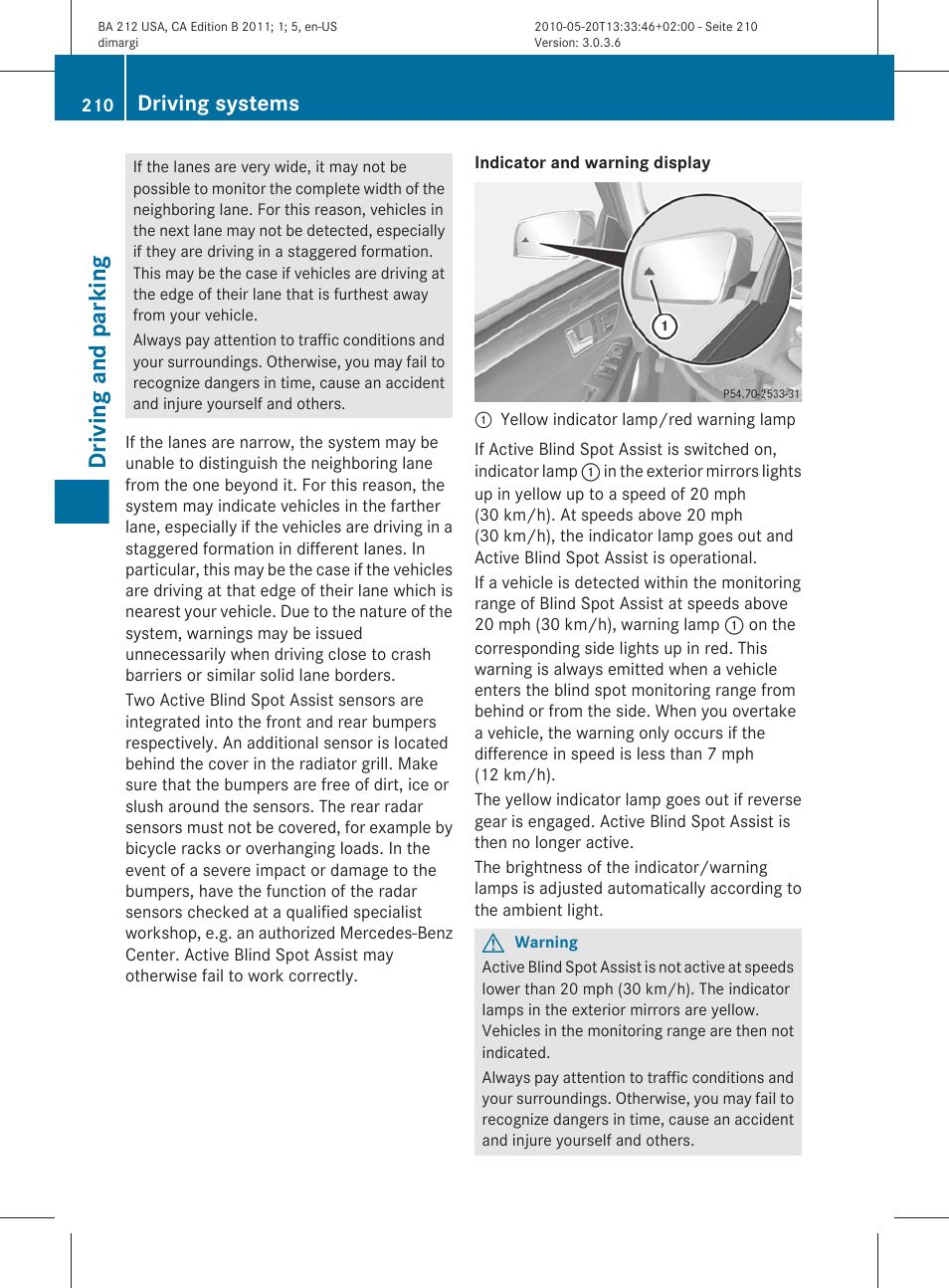 Driving and parking, Driving systems | Mercedes-Benz 2011 E Class Sedan User Manual | Page 212 / 400