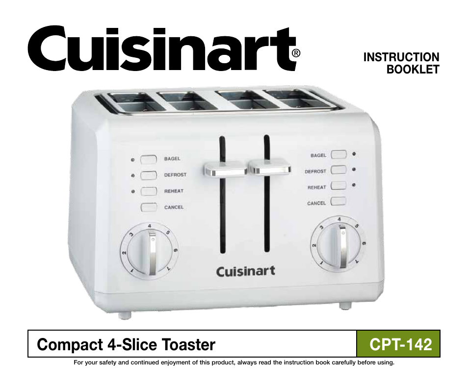 Cuisinart Compact 4-Slice Toaster CPT-142 User Manual | 8 pages