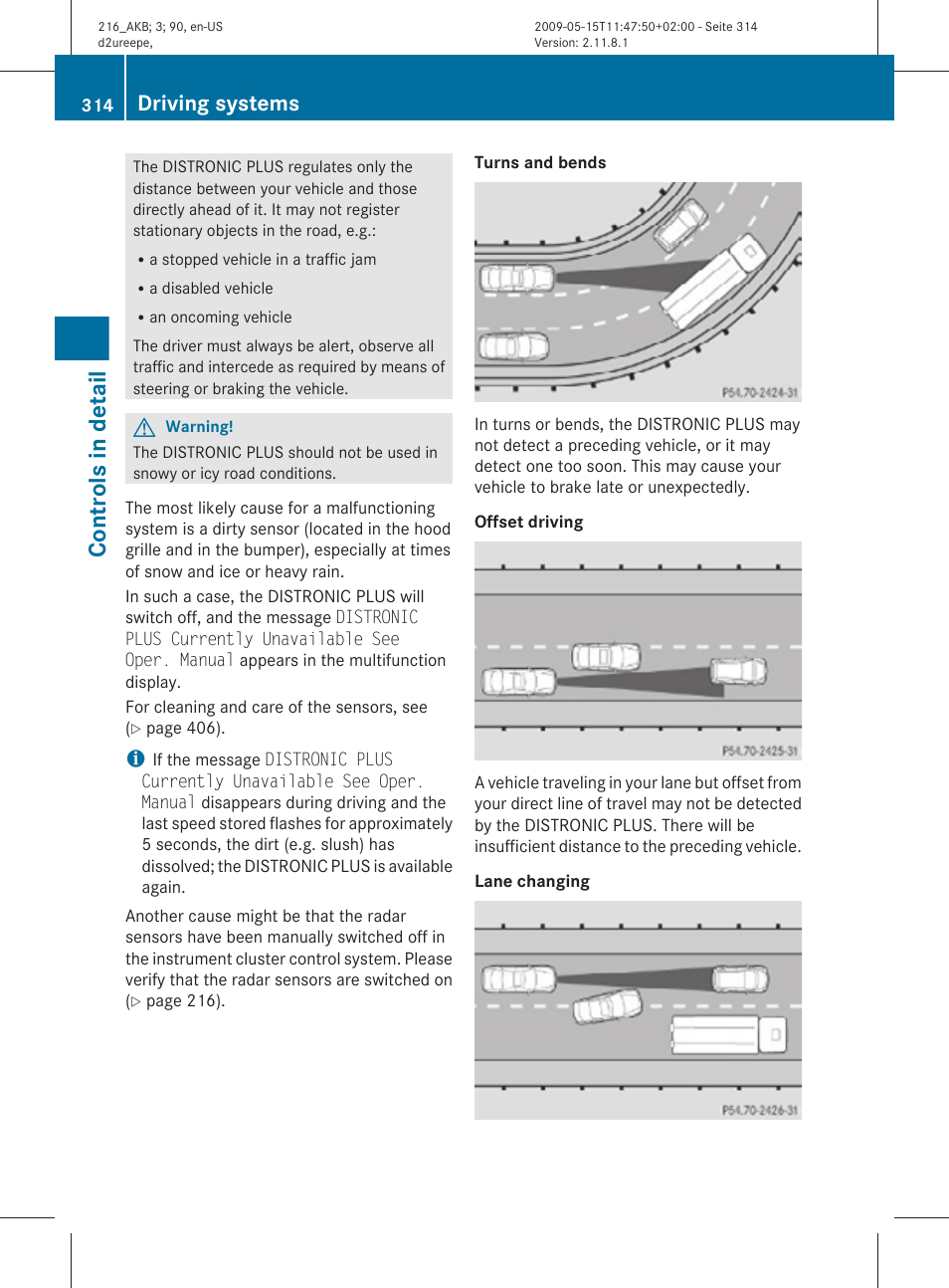 Controls in detail, Driving systems | Mercedes-Benz 2010 CL Class User Manual | Page 316 / 500