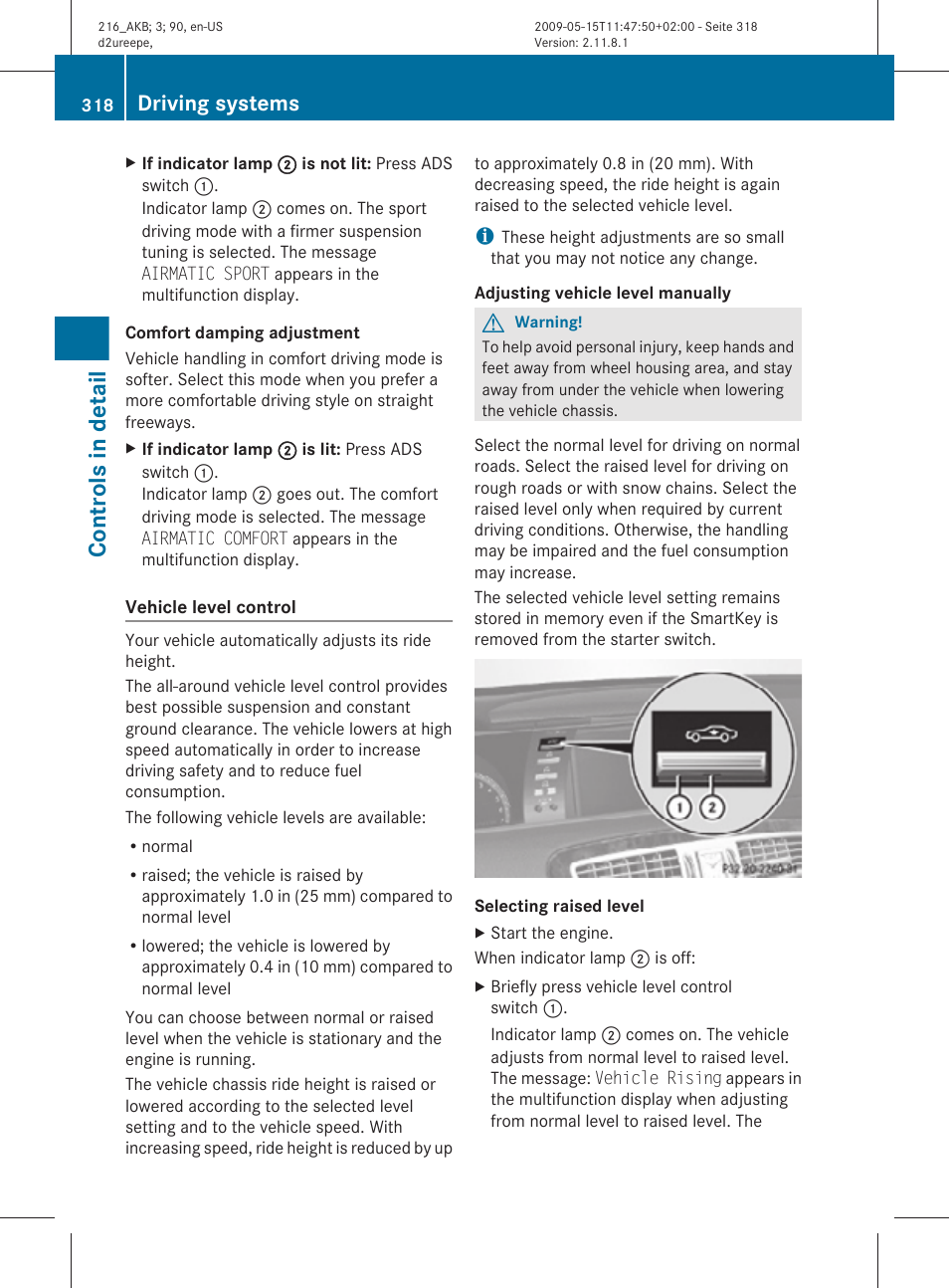 Controls in detail, Driving systems | Mercedes-Benz 2010 CL Class User Manual | Page 320 / 500