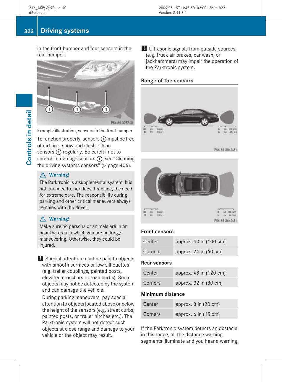 Controls in detail, Driving systems | Mercedes-Benz 2010 CL Class User Manual | Page 324 / 500