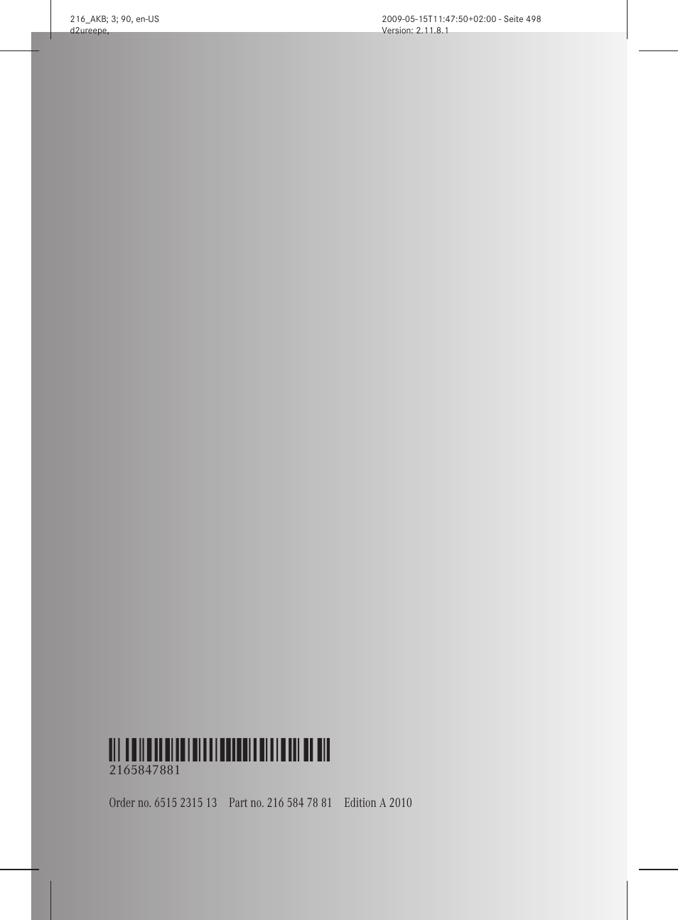 Mercedes-Benz 2010 CL Class User Manual | Page 500 / 500