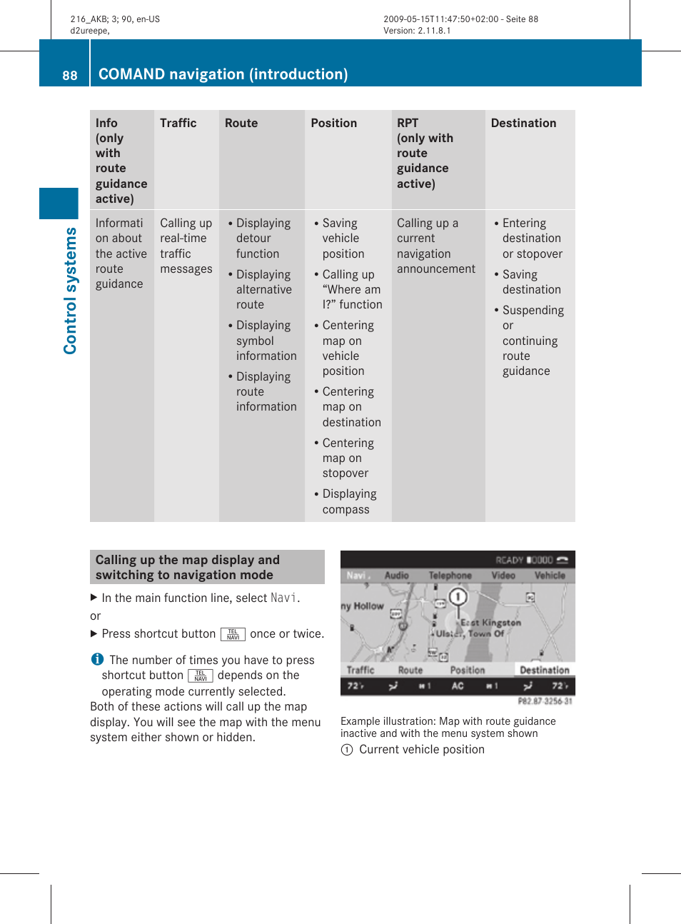 Control systems, Comand navigation (introduction) | Mercedes-Benz 2010 CL Class User Manual | Page 90 / 500