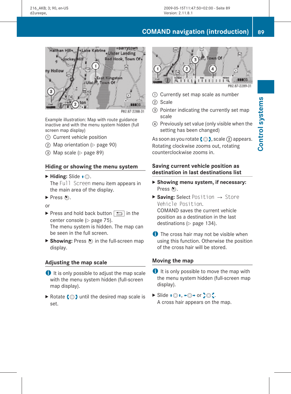 Control systems, Comand navigation (introduction) | Mercedes-Benz 2010 CL Class User Manual | Page 91 / 500