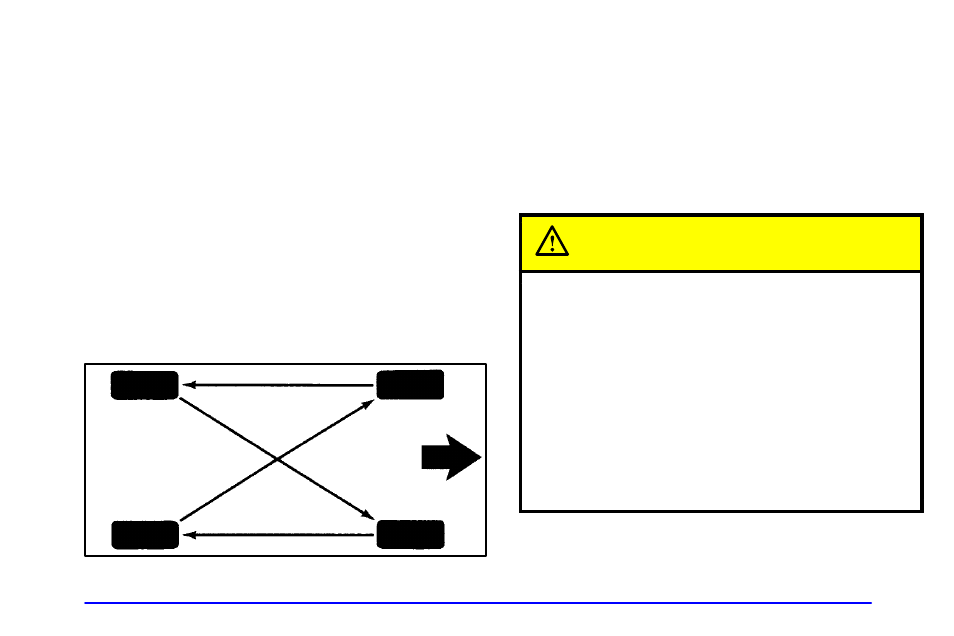 Tire inspection and rotation, Caution | Oldsmobile 2002 Silhouette User Manual | Page 388 / 455