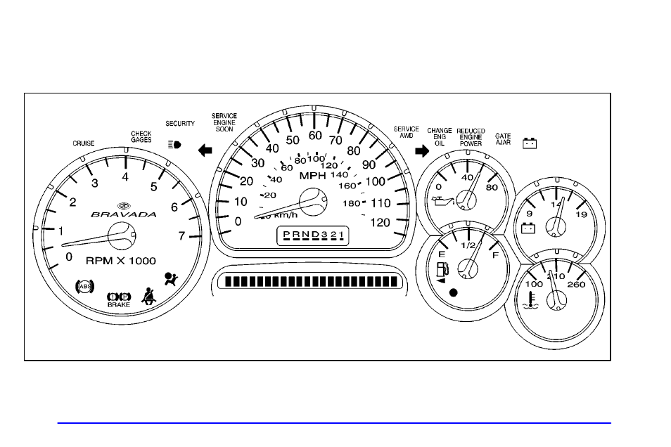 Instrument panel cluster | Oldsmobile 2002 Bravada User Manual | Page 134 / 393