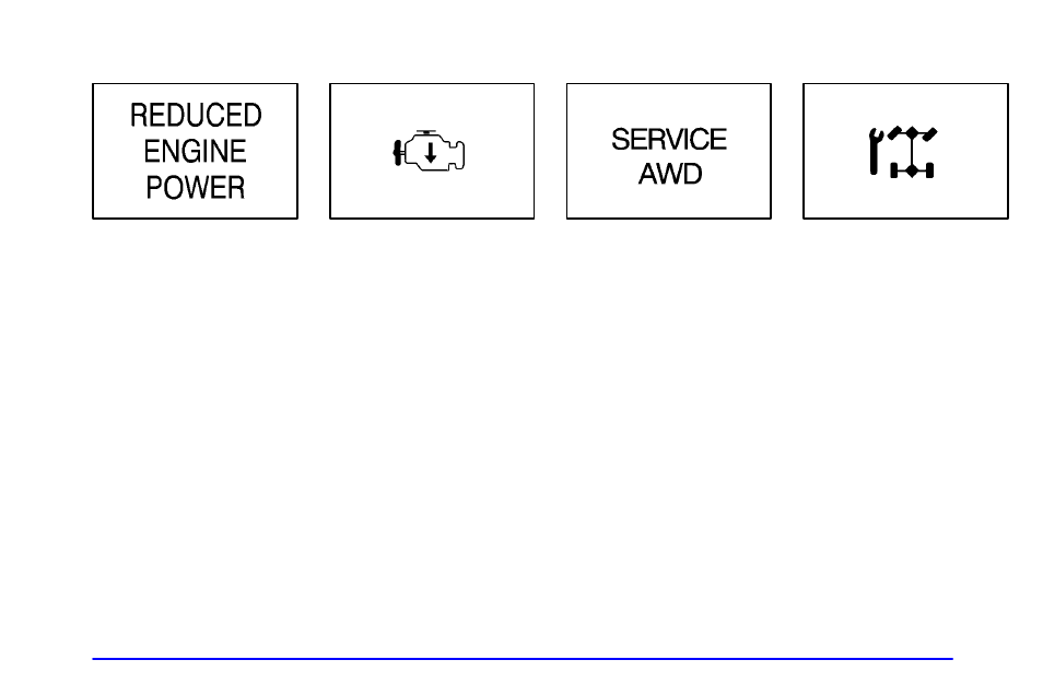 Reduced engine power light, Service awd light | Oldsmobile 2002 Bravada User Manual | Page 147 / 393