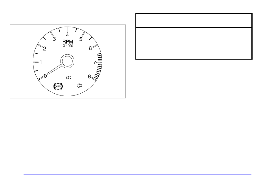 Tachometer, Warning lights, gages and indicators, Notice | Oldsmobile 2002 Aurora User Manual | Page 130 / 373