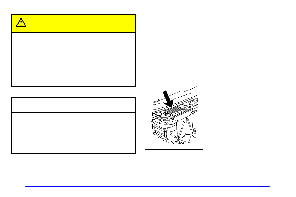Passenger compartment air filter, Caution, Notice | Oldsmobile 2002 Aurora User Manual | Page 278 / 373