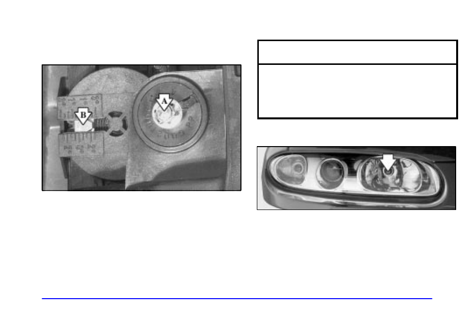 Headlamp horizontal aiming, Headlamp vertical aiming, Notice | Oldsmobile 2002 Aurora User Manual | Page 299 / 373