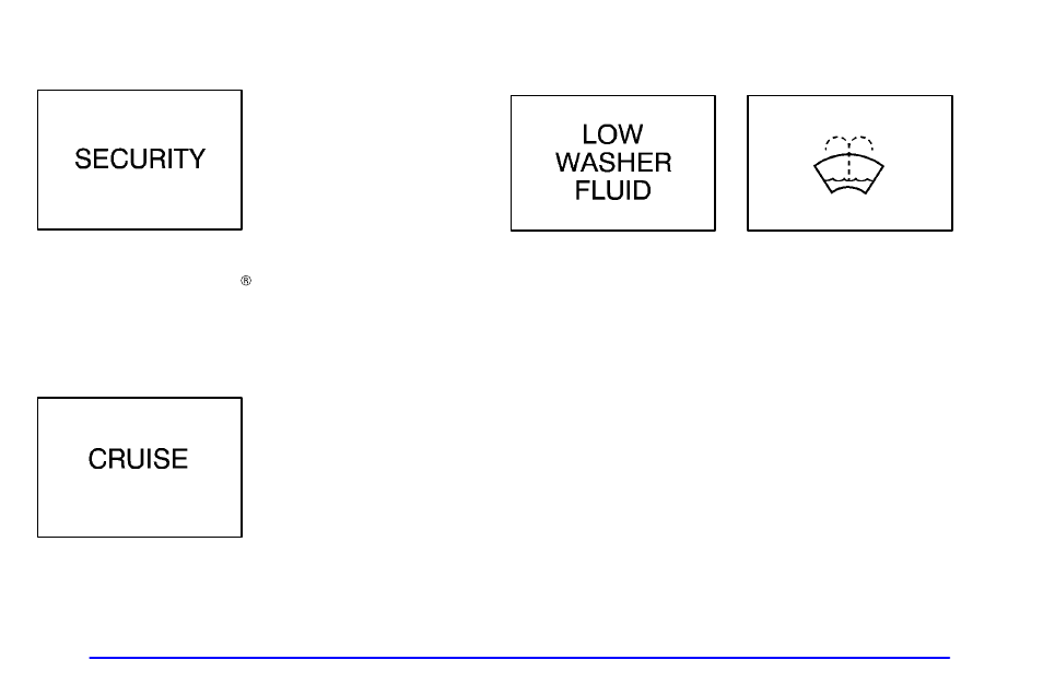 Security light, Cruise light, Low washer light | Oldsmobile 2002 Alero User Manual | Page 136 / 343