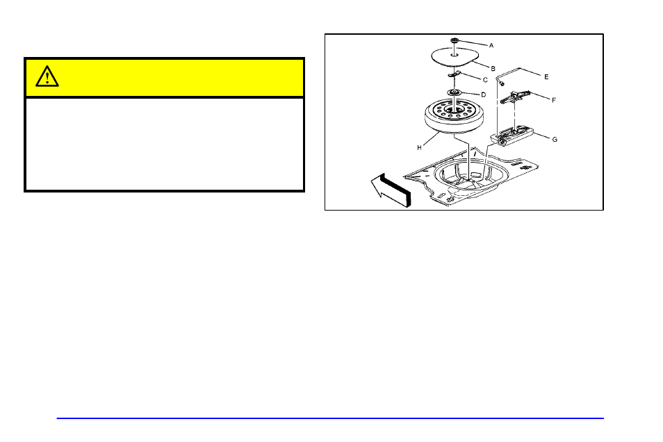 Storing the flat tire and tools, Caution | Oldsmobile 2002 Alero User Manual | Page 234 / 343