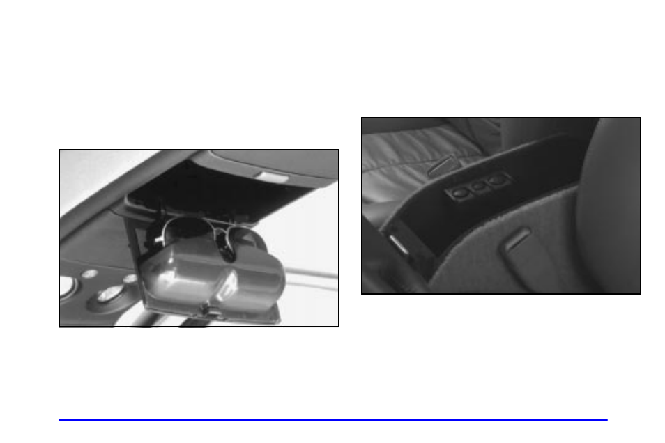Sunglasses storage compartment, Door storage, Front storage area | Oldsmobile 2001 Bravada User Manual | Page 114 / 371