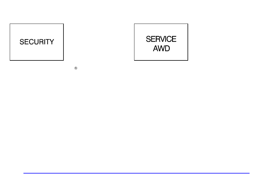 Security warning light, Service awd light | Oldsmobile 2001 Bravada User Manual | Page 141 / 371