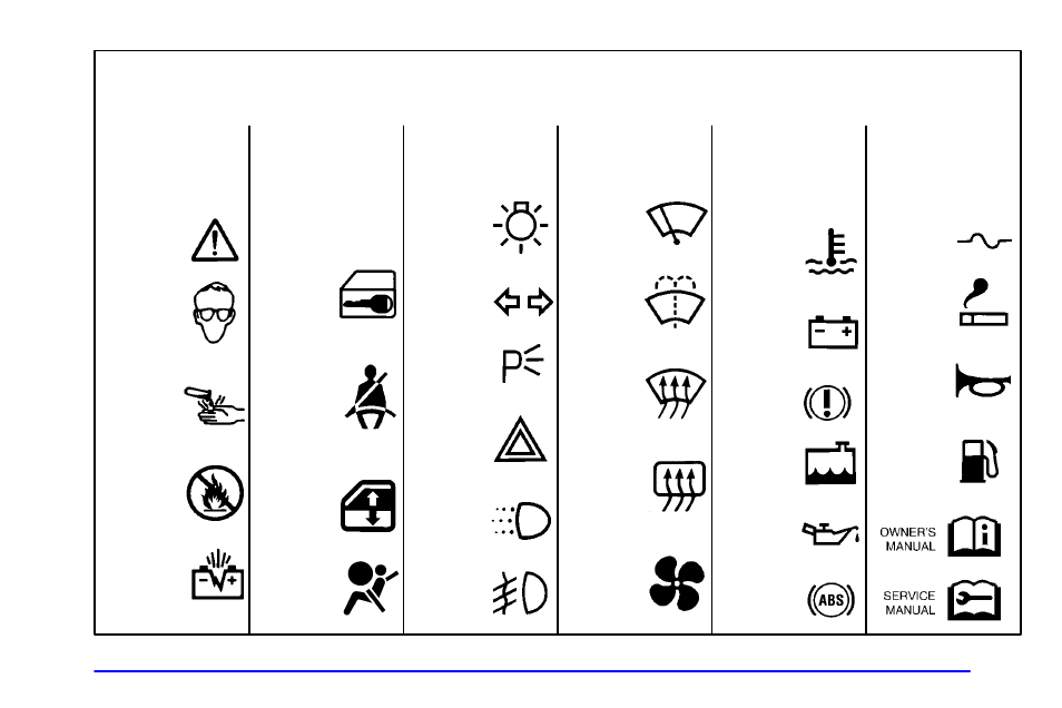 Vehicle symbols | Oldsmobile 2001 Aurora User Manual | Page 11 / 376