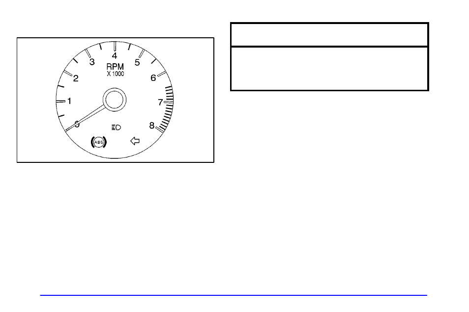 Tachometer, Warning lights, gages and indicators, Notice | Oldsmobile 2001 Aurora User Manual | Page 136 / 376