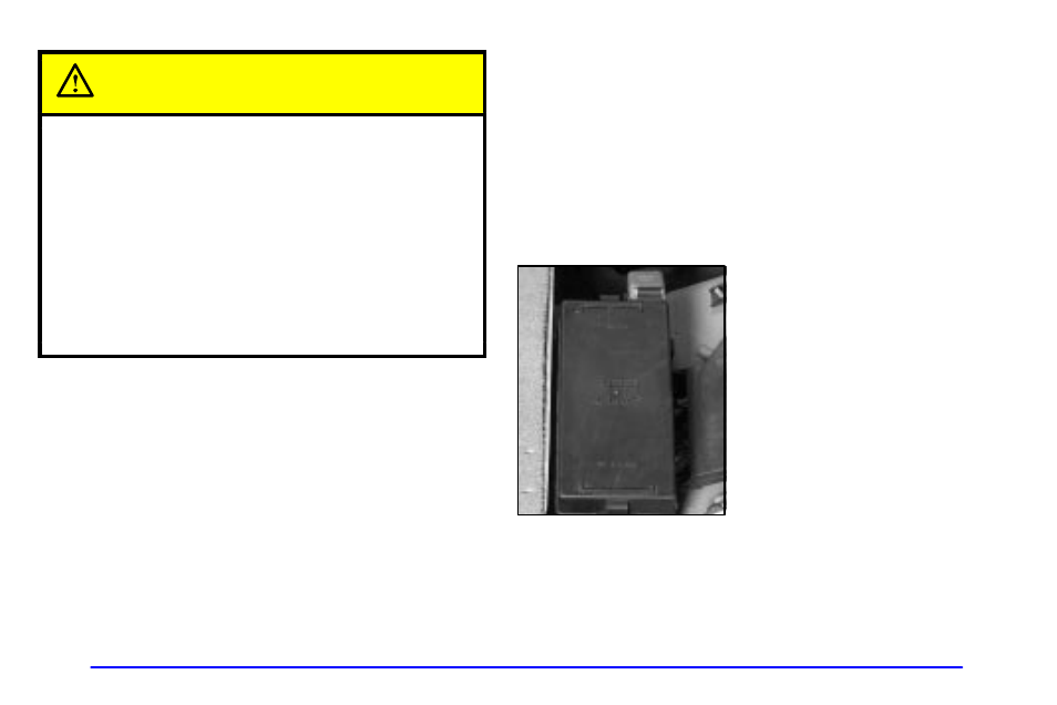 Rear underseat bussed electrical center (bec), Caution | Oldsmobile 2001 Aurora User Manual | Page 327 / 376