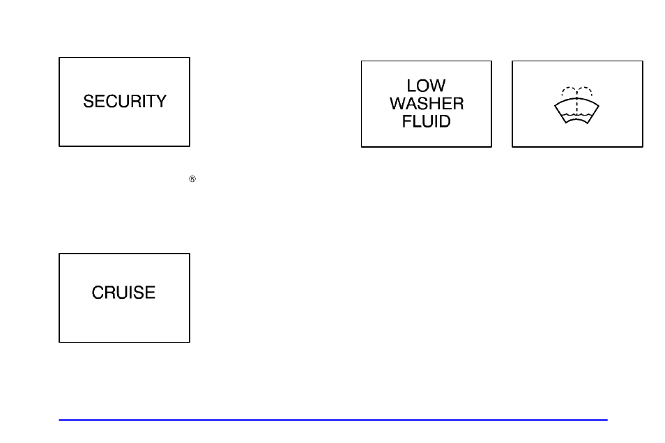 Security light, Cruise light, Low washer light | Oldsmobile 2001 Alero User Manual | Page 141 / 340