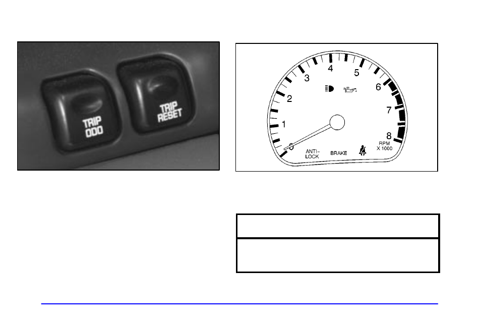 Trip odometer, Tachometer, Notice | Oldsmobile 2000 Intrigue User Manual | Page 122 / 348