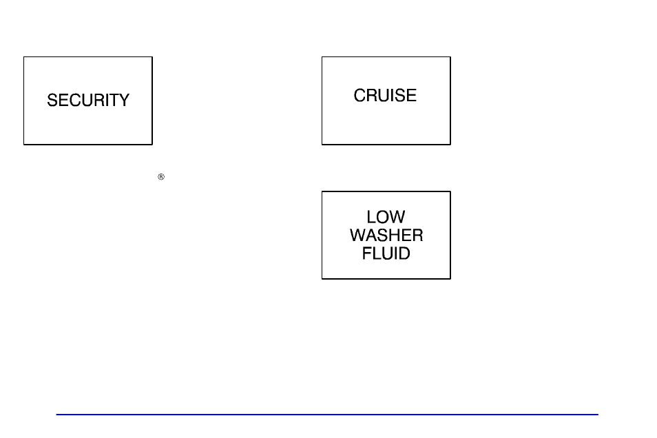 Security light cruise light, Low washer fluid light | Oldsmobile 2000 Intrigue User Manual | Page 136 / 348