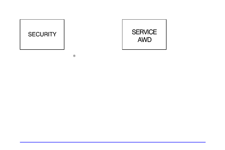 Security warning light, Service awd light | Oldsmobile 2000 Bravada User Manual | Page 130 / 364