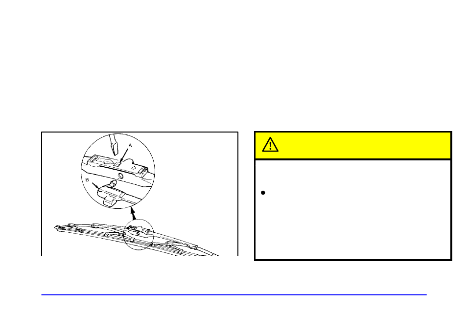 Windshield wiper blade replacement, Tires, Caution | Oldsmobile 1999 Aurora User Manual | Page 281 / 360