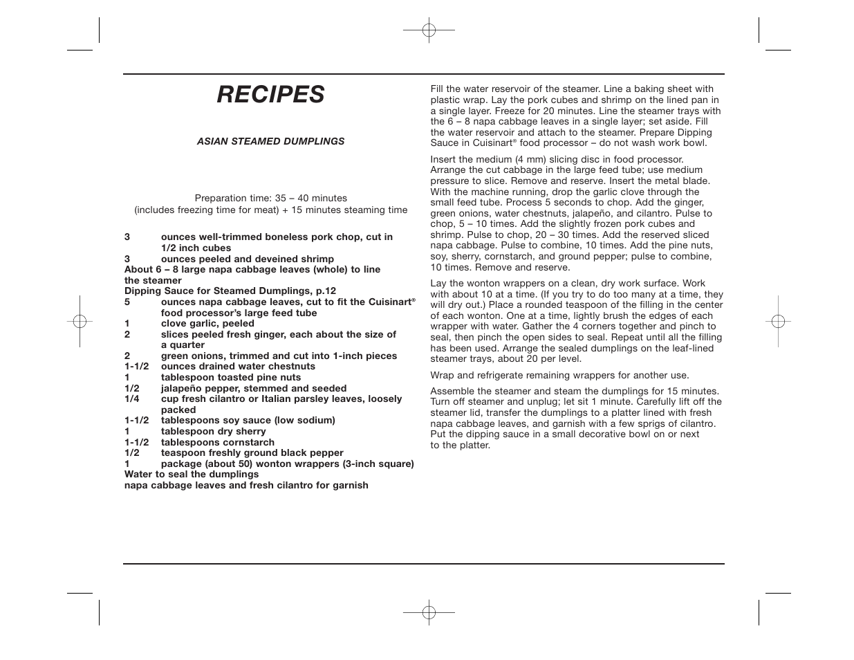 Recipes | Cuisinart TCS-60C User Manual | Page 11 / 24