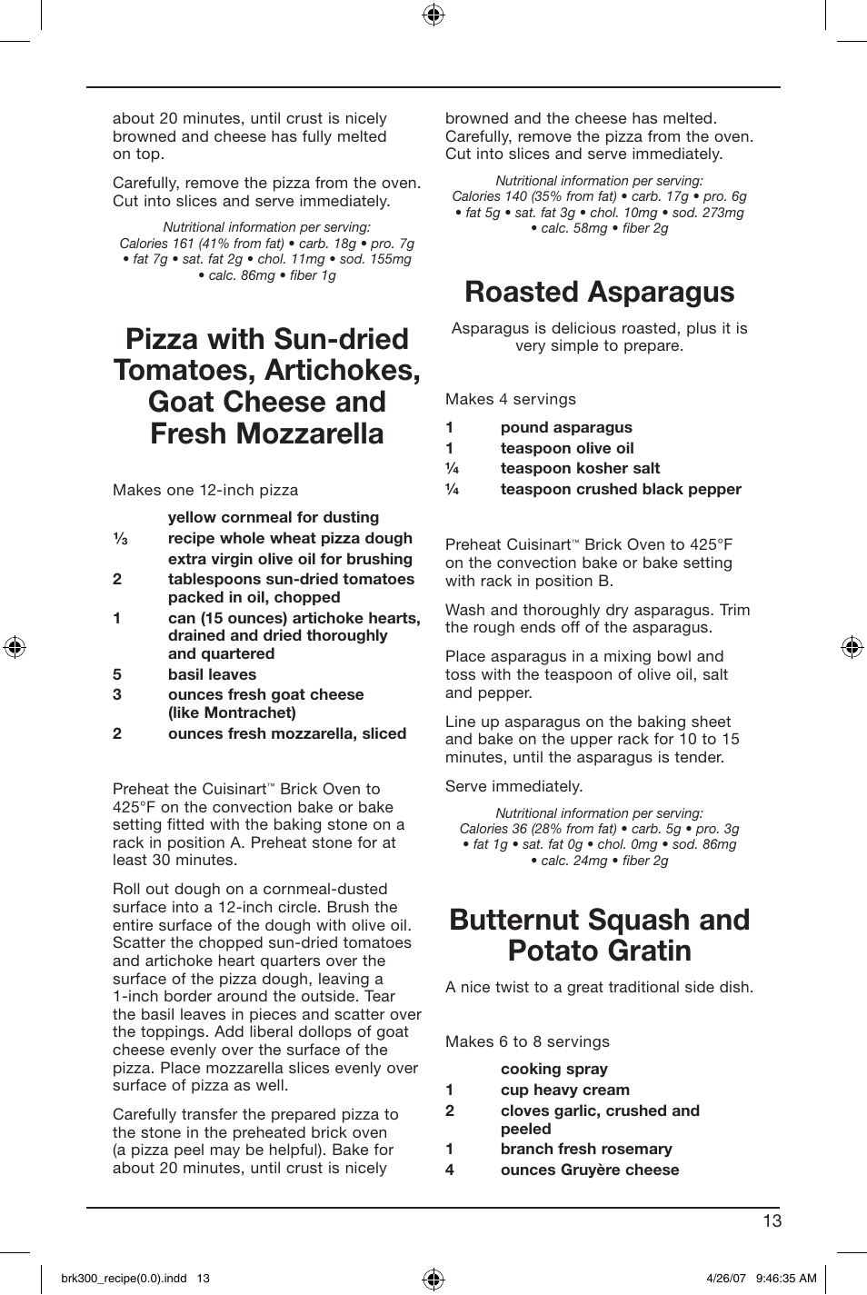 Roasted asparagus, Butternut squash and potato gratin | Cuisinart BRK-300 User Manual | Page 23 / 33