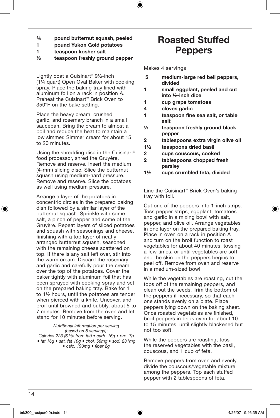 Roasted stuffed peppers | Cuisinart BRK-300 User Manual | Page 24 / 33