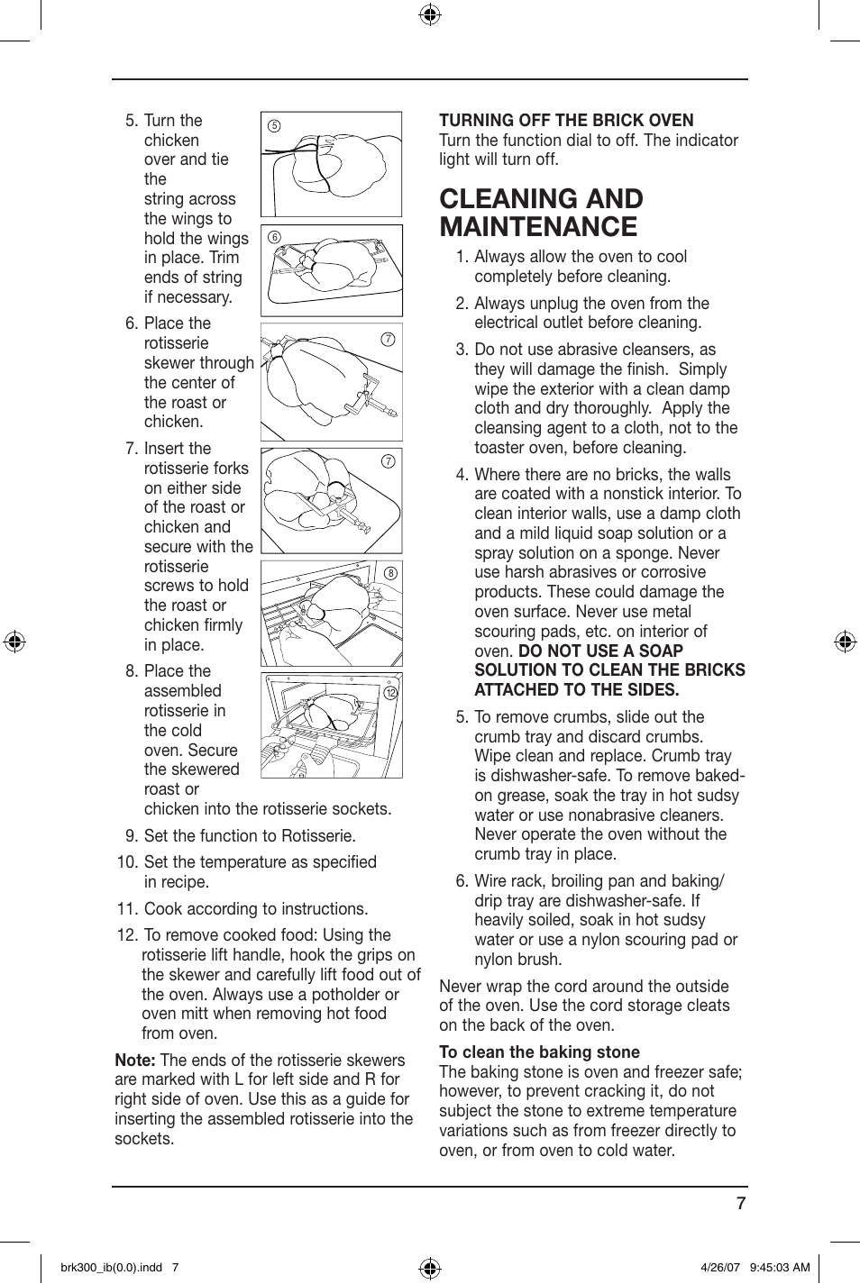Cleaning and maintenance | Cuisinart BRK-300 User Manual | Page 7 / 33