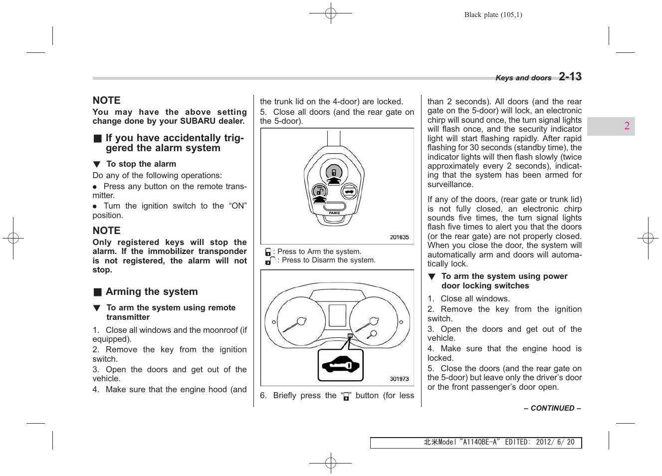 Subaru 2013 Impreza User Manual | Page 105 / 463
