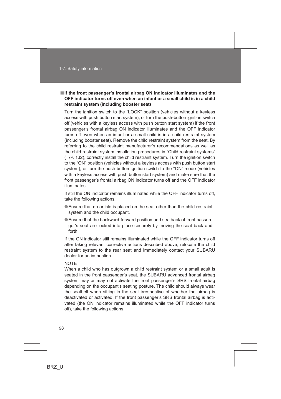 Subaru 2013 BRZ User Manual | Page 100 / 486