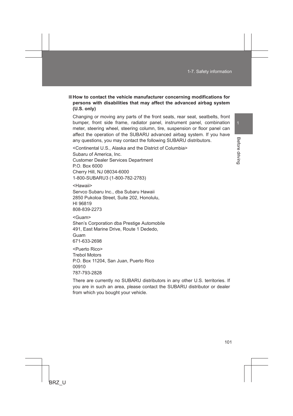 Subaru 2013 BRZ User Manual | Page 103 / 486