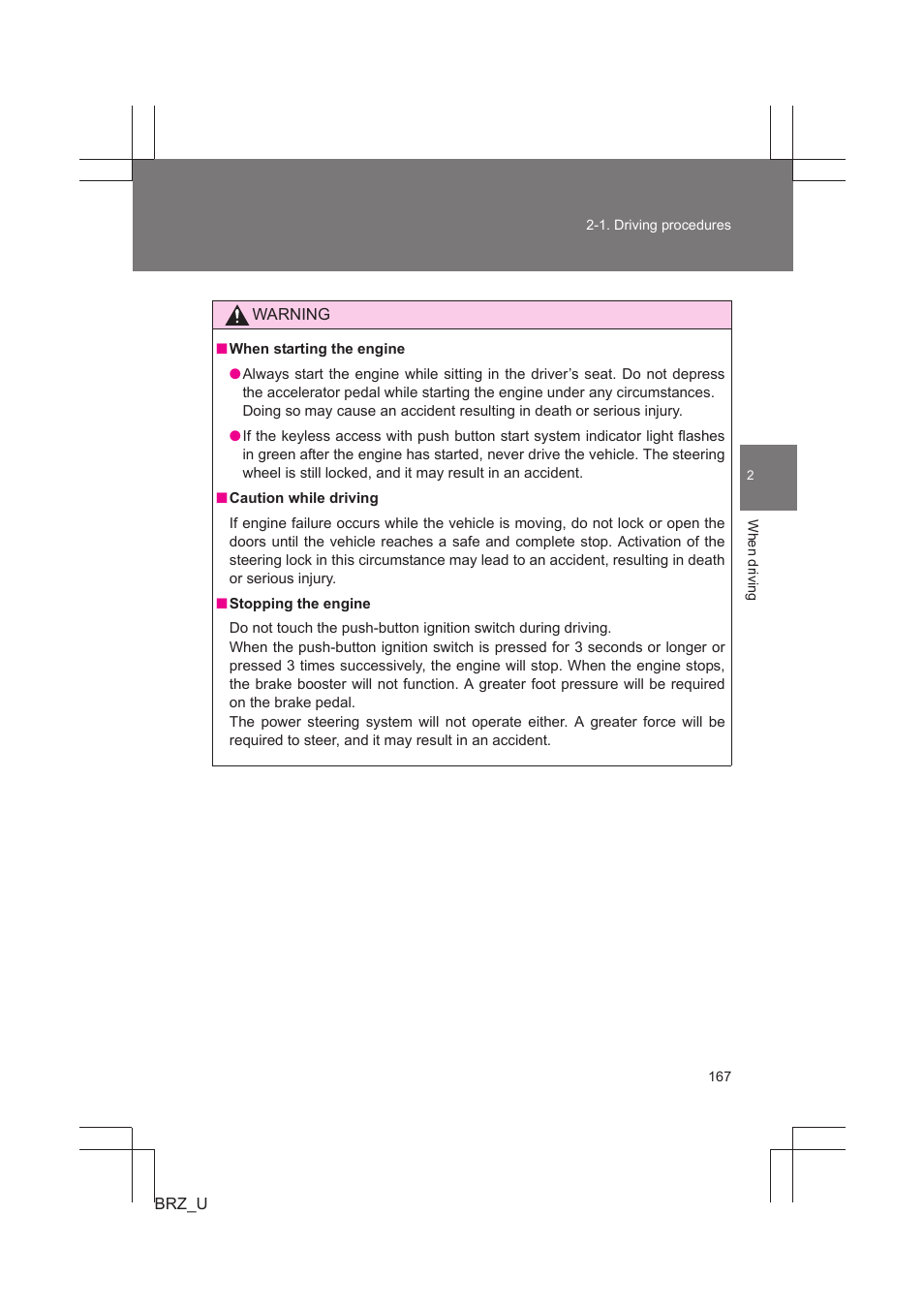 Subaru 2013 BRZ User Manual | Page 169 / 486