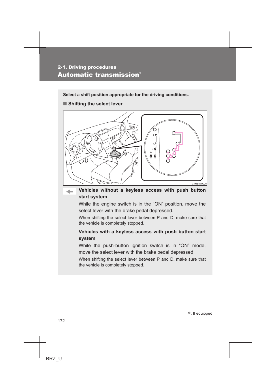 Automatic transmission | Subaru 2013 BRZ User Manual | Page 174 / 486