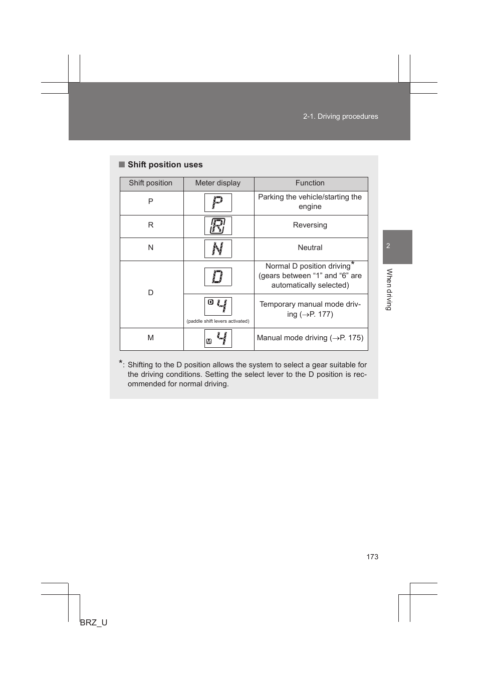 Subaru 2013 BRZ User Manual | Page 175 / 486