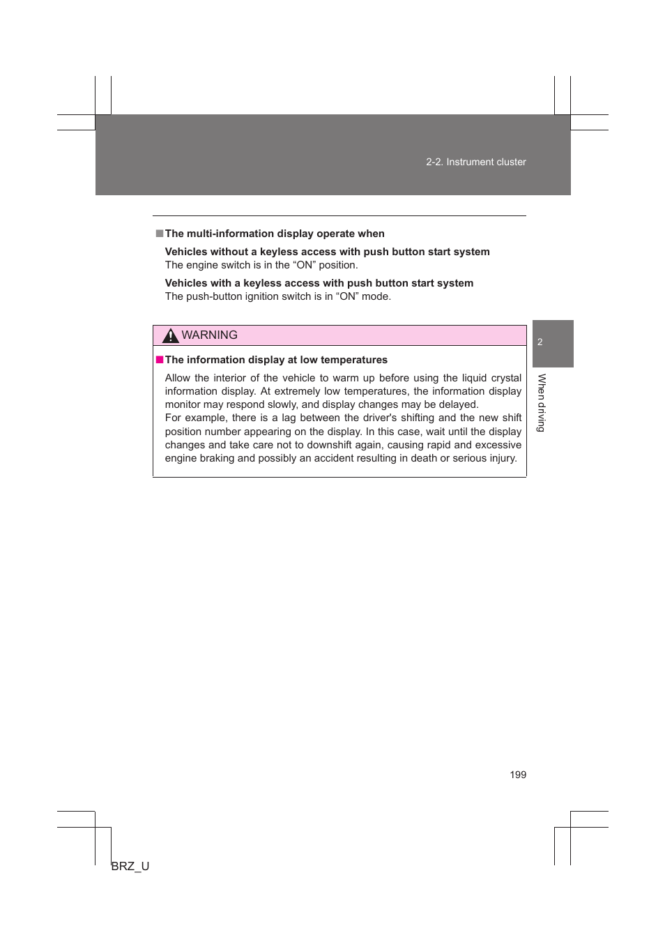 Subaru 2013 BRZ User Manual | Page 201 / 486
