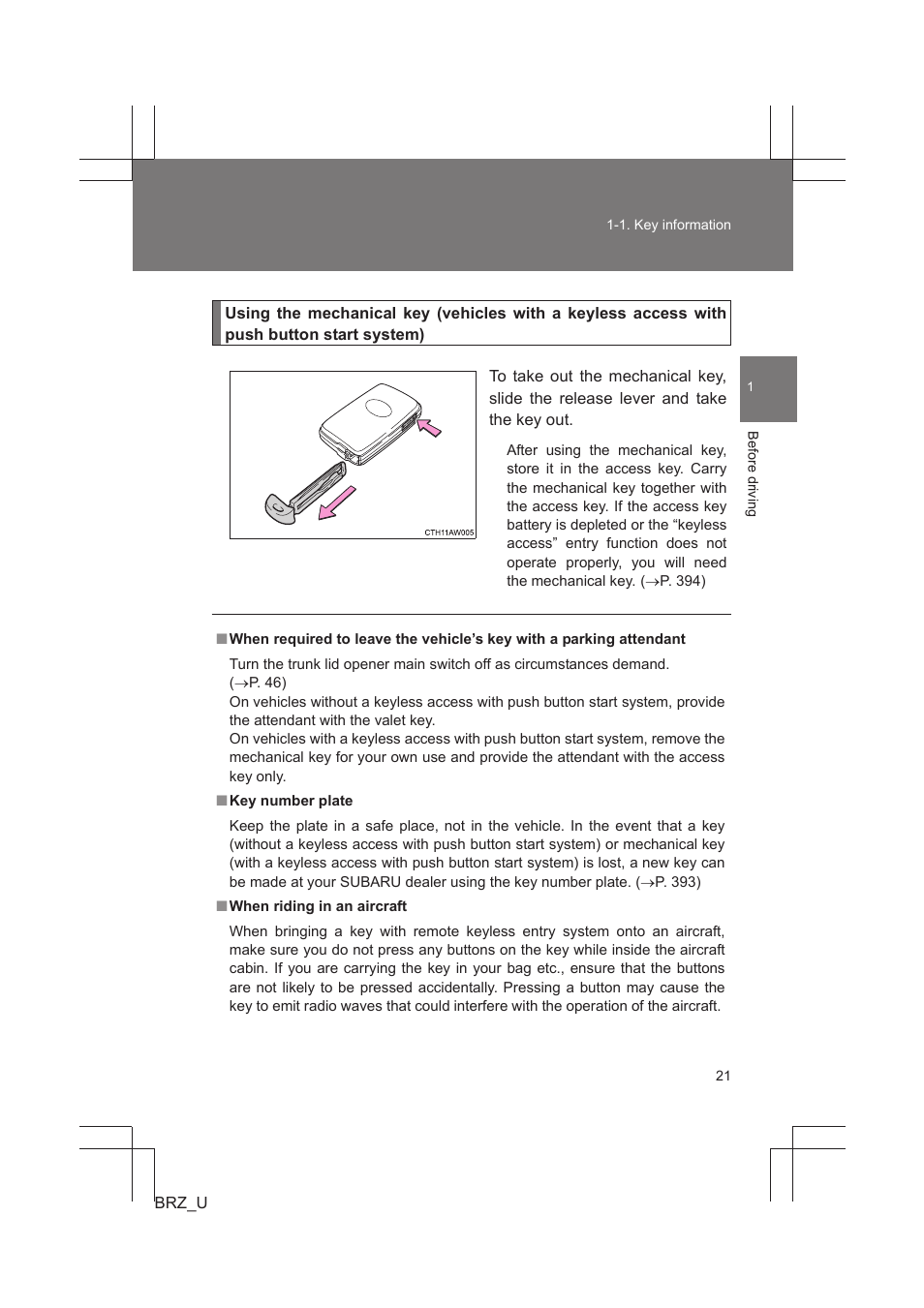 Subaru 2013 BRZ User Manual | Page 23 / 486