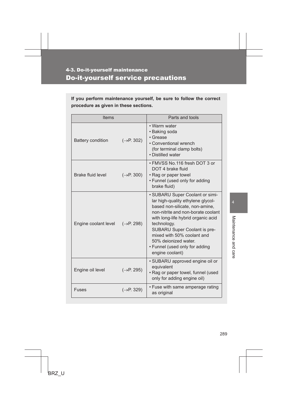 Do-it-yourself service precautions | Subaru 2013 BRZ User Manual | Page 291 / 486