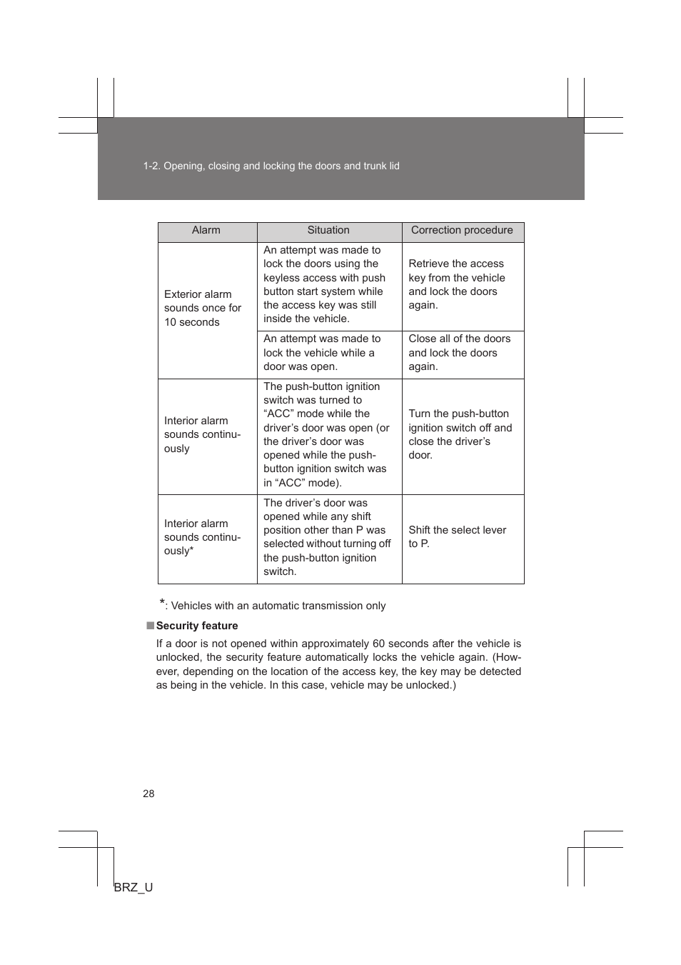 Subaru 2013 BRZ User Manual | Page 30 / 486