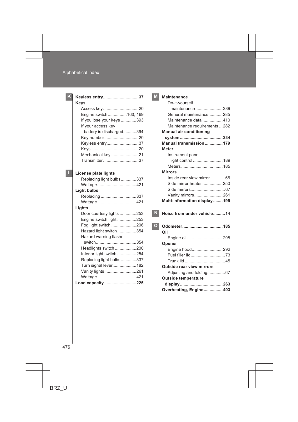 Subaru 2013 BRZ User Manual | Page 478 / 486