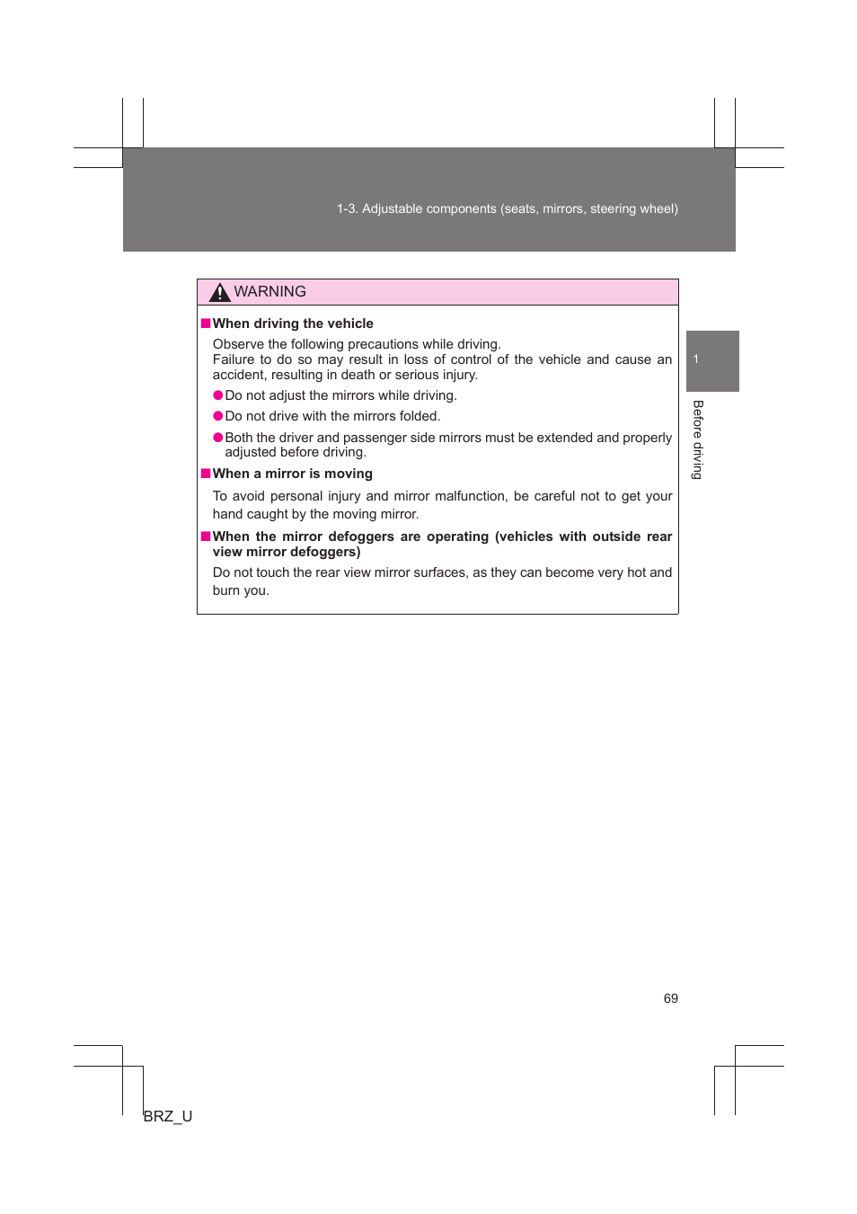 Subaru 2013 BRZ User Manual | Page 71 / 486