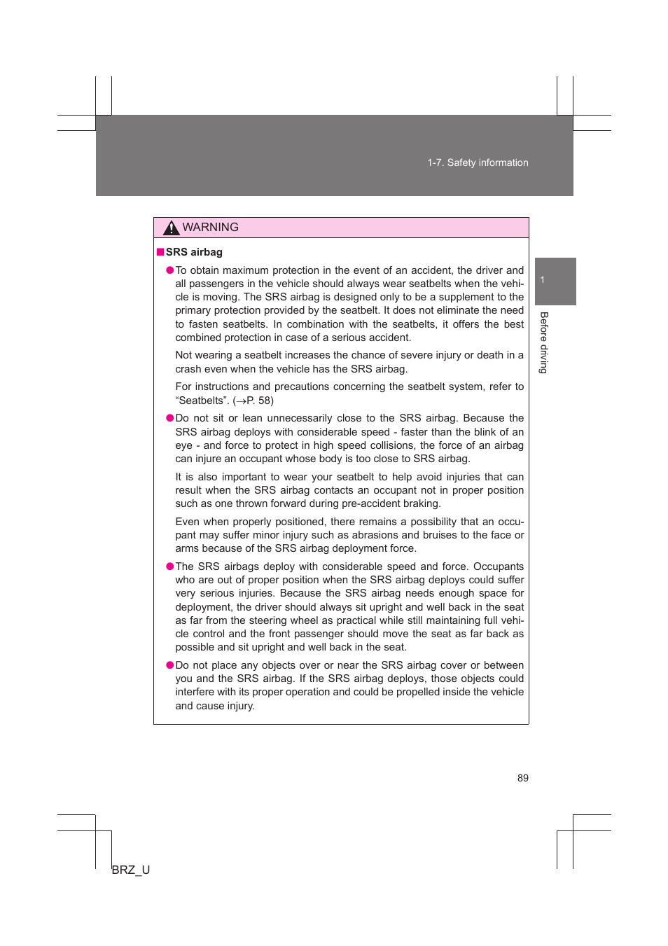 Subaru 2013 BRZ User Manual | Page 91 / 486