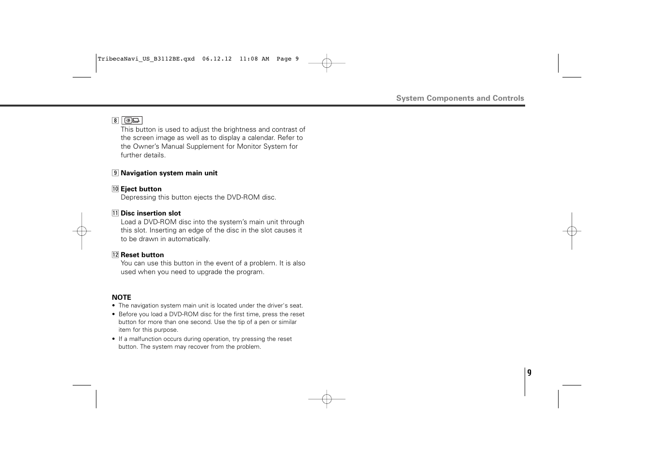 Subaru 2012 Tribeca Navigation System User Manual | Page 10 / 126